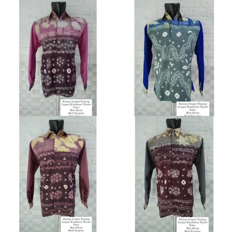 Kemeja Pria Lengan Panjang Jumputan Katun  Ecoprint