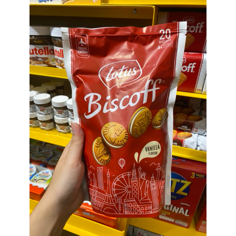 

lotus biscoff travel edition vanilla flavour 20 biscuits / milk chocolate / vanilla flavour 15 biscuits