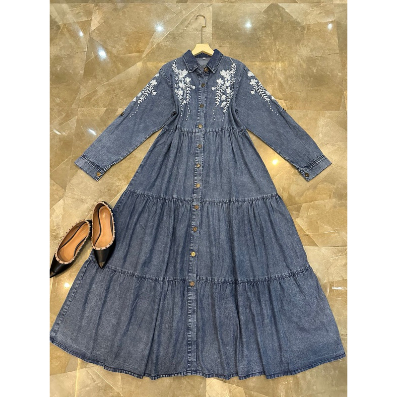 GAMIS JEANS,GAMIS JEANS PREMIUM,GAMIS JEANS BORDIR,GAMIS JEANS PREMIUM MURAH