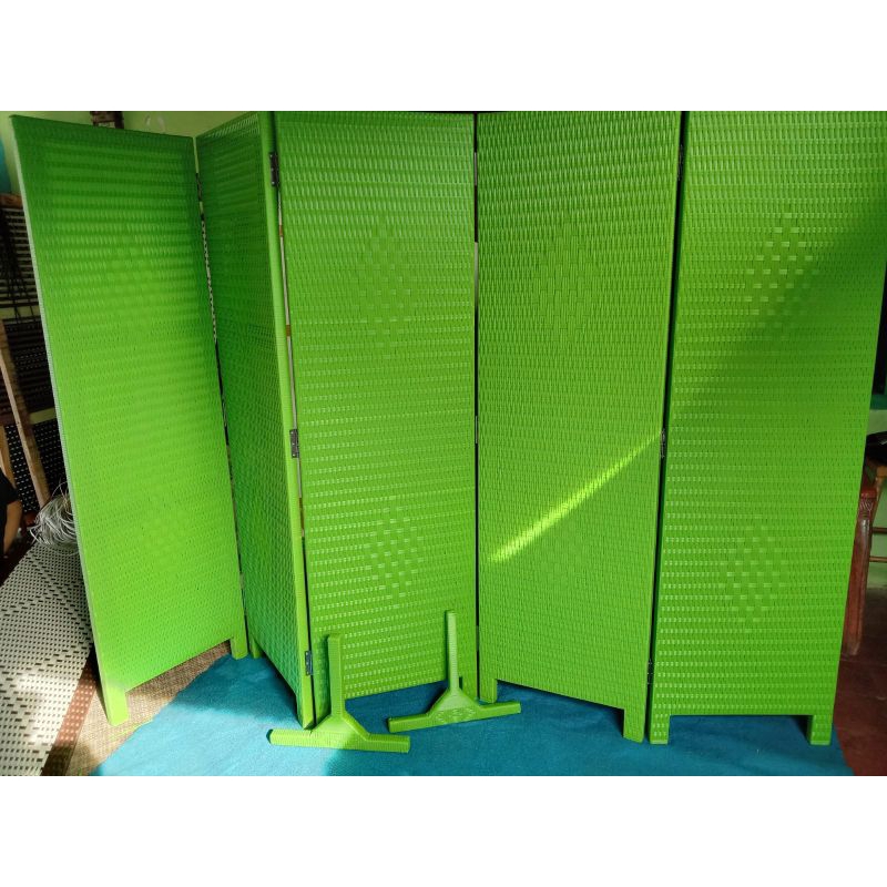 Partisi sketsel screen pembatas penyekat ruangan lipat portable rotan sintesis 6 daun pintu