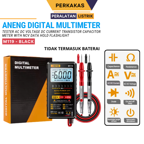 ANENG M119 Digital Multitester Multimeter Otomatis Auto Power Off Voltage Tester NCV Sensing