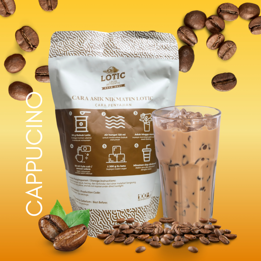 

Bubuk Minuman Premium Rasa Cappucino LOTIC POWDER DRINK Kemasan 500 Gram