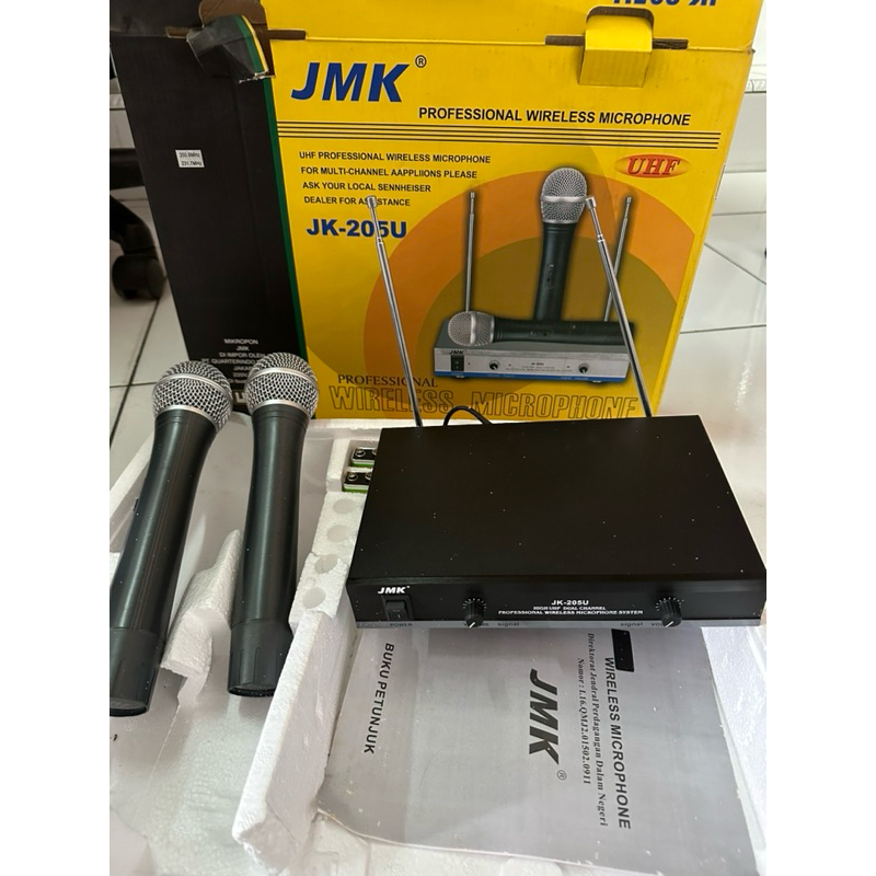 Mic isi 2 wireless JMK JK-205U. handheld microphone tanpa kabel