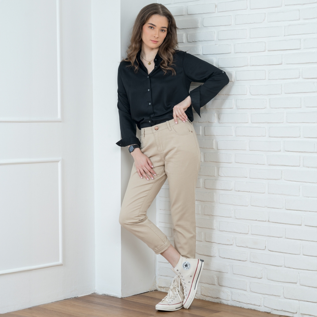 C2 Weasel Creme Jeans Boyfriend Wanita