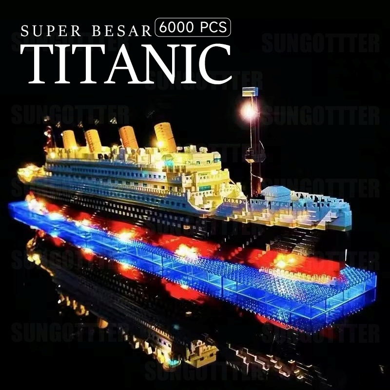 6000PCS Mainan kapal Titanic/Mini Bricks Model Titanic Cruise Ship Model Boa/ Mainan logo anak laki 