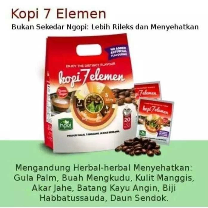 

Kopi Herbal Sevel 7 Elemen Menjaga Kesehatan Tubuh HNI HPAI isi 20 Sachet