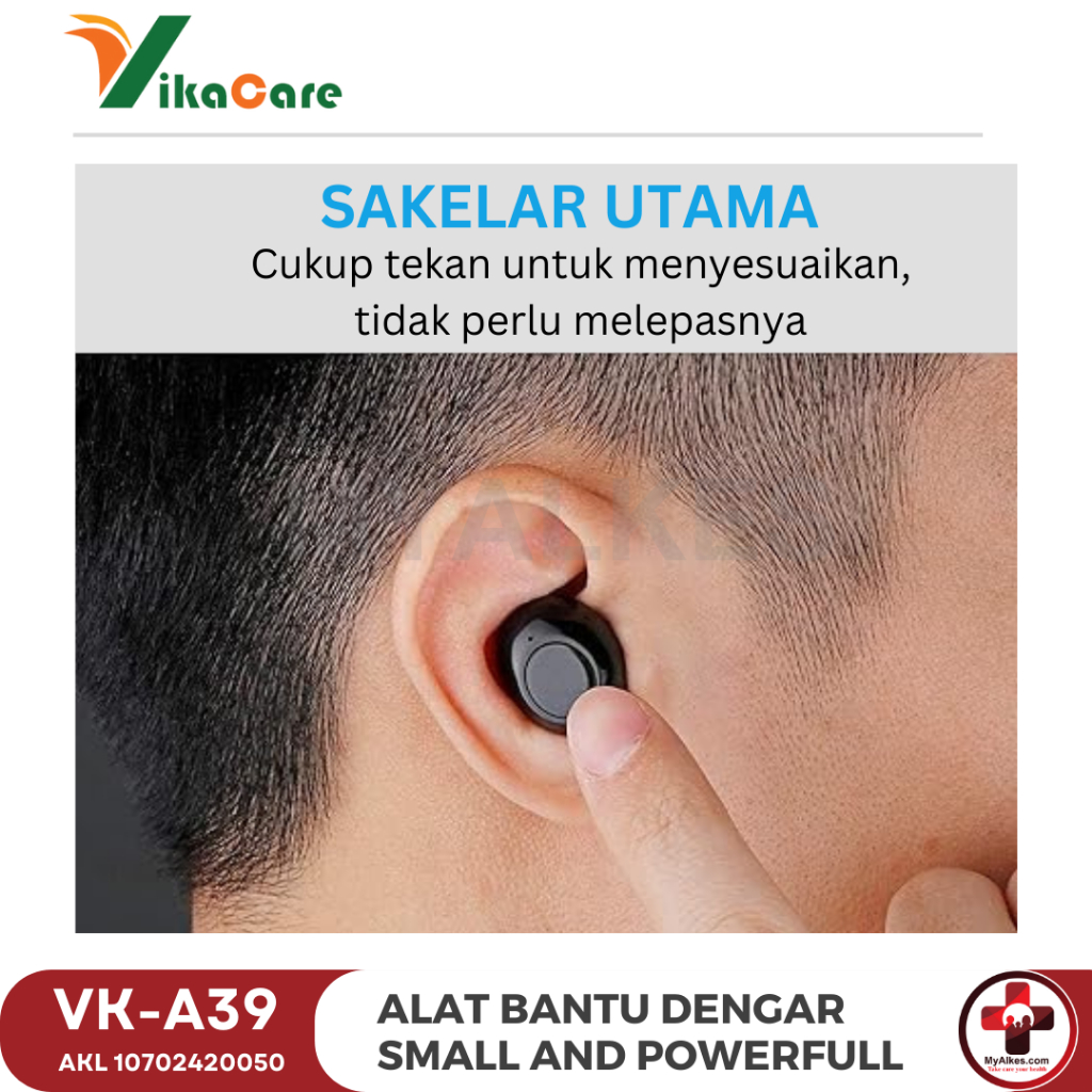 Alat Bantu Dengar Vikacare VK-A39 / Hearing Aid - Alat Bantu Pendengaran - Garansi 1 Tahun