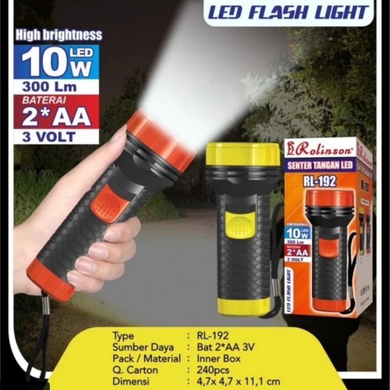 Senter Tangan Led 2 Baterai AA RL-192 Baterai