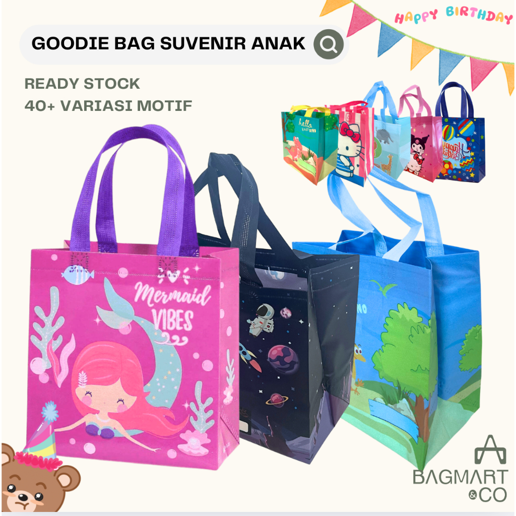 

Tas Souvenir Anak Goodie Bag Motif Ulang Tahun Birthday Acara Kartun Premium Bingkisan Kantong Snack