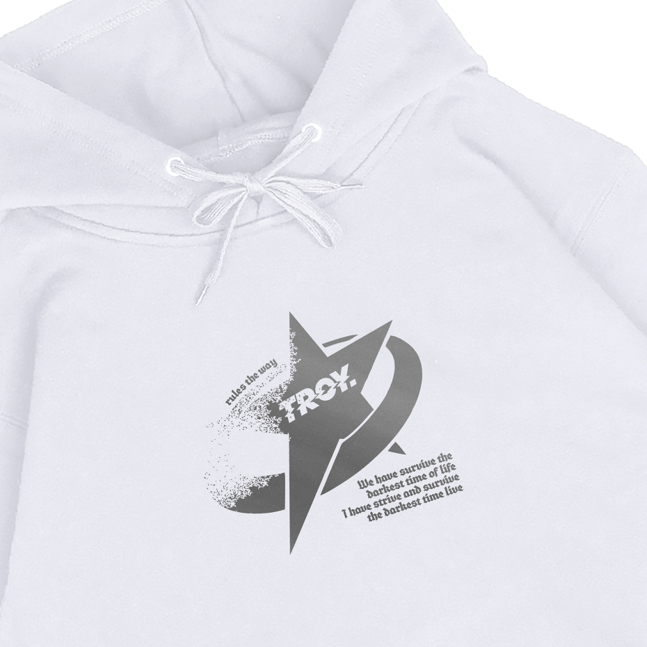 Troy Company Hoodie White Star Survice - Hoodie Pria Putih KH 2834