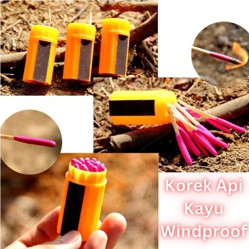 Korek Api Kayu Windproof Waterproof Tahan Air dan Angin Camping Outdoor Adventure 20 Pcs Unik Wooden