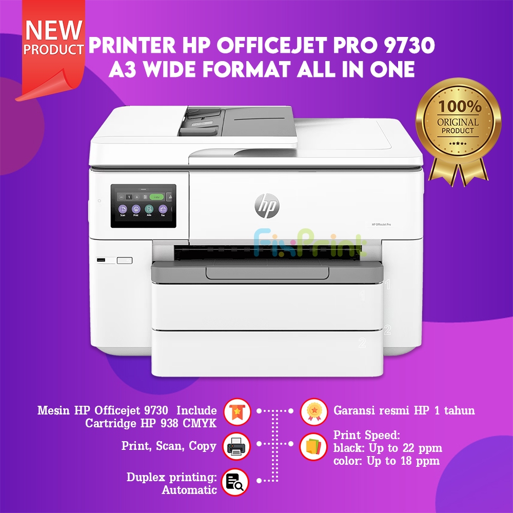 Printer HP Officejet 9720 All-In-One Fax WiFi LAN Pengganti 7720 Printer 9730 Print Scan Copy Multif