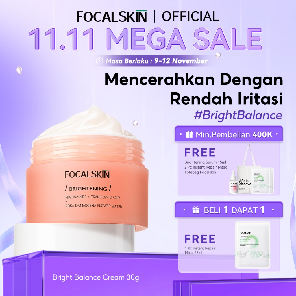 FOCALSKIN DSM Niacinamide Moisturizer Brightening Cream Glow And Bright Pemutih Wajah Mencerahkan Sk