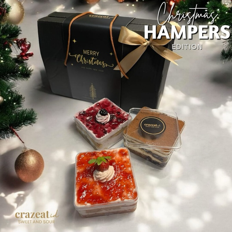 

SPECIAL HAMPERS/CHRISTMAS HAMPERS/GIFT/KADO Tiramisu 250gr + Black Box + Sleeve Box + Pita + Tag (Premium Ingredients)