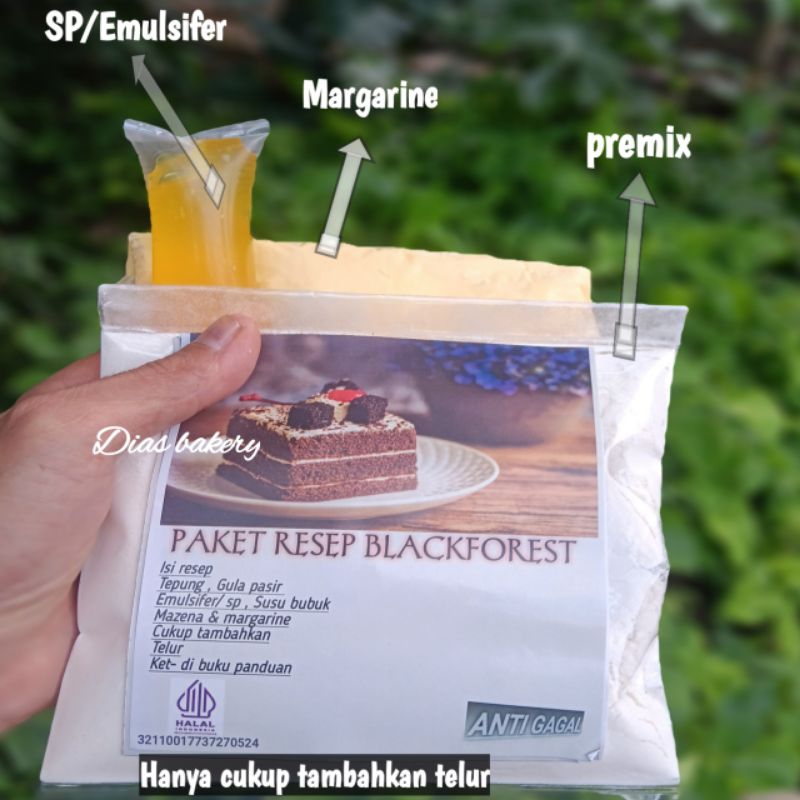 

Paket resep blackforest 4 telur /Premix resep blakcforest