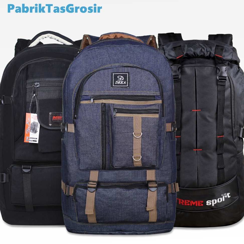 KODE T94J Tas Distro Gunung Deka Pria Carrier 4 liter Kanvas Canvas Jeans Denim Warna Navy Bahan Teb