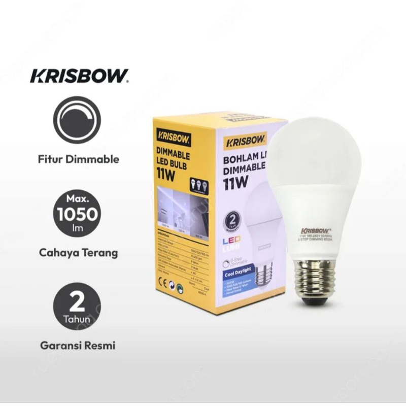 Lampu bohlam led 11 watt krisbow dimmer / krisbow lumi bohlam led 3 step dimming / bulb led