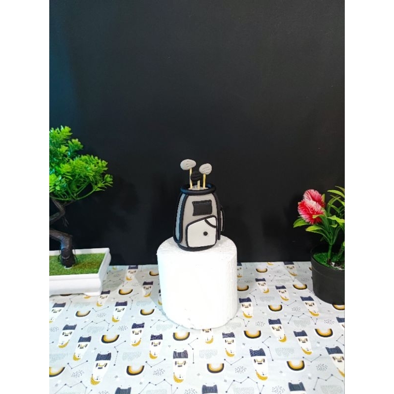 

custome figurine fondant tas golf topper kue ulang tahun