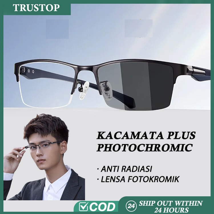 [ Promo Tahun Baru ] HT Kacamata Baca photochromic Plus 100 150 200 300 Pria Wanita Anti Radiasi Bac