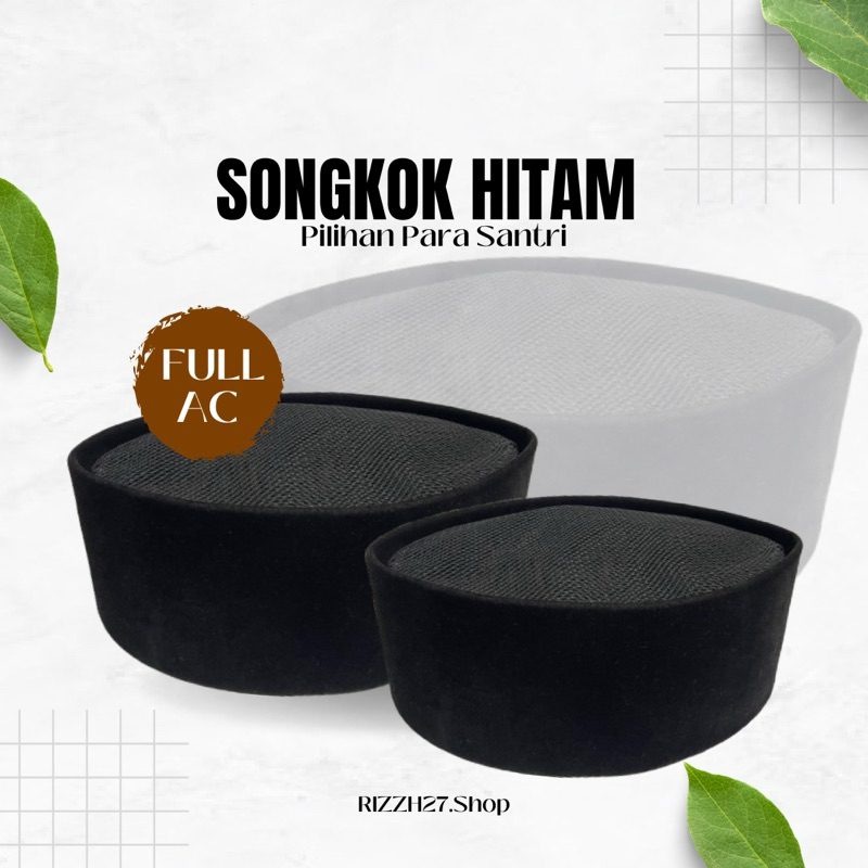 SONGKOK PECI HITAM POLOS FULL AC TINGGI 7 8 9 10 PECI MURAH BERKUALITAS SONGKOK SANTRI + BOX