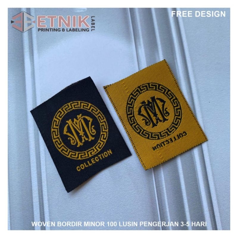 

woven ukuran 1,2 x 5 cm label woven/ label baju/ label pakaian/ lembut di kulit/ free desain
