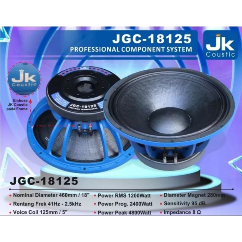 Speaker 18inchi JK-Coustic JGC-18125 VC 5" Original