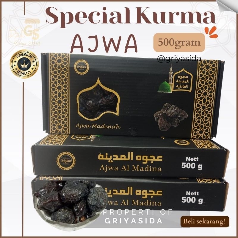 

Kurma ajwa 500gr ajwa aliyah al madinah king madinah dates