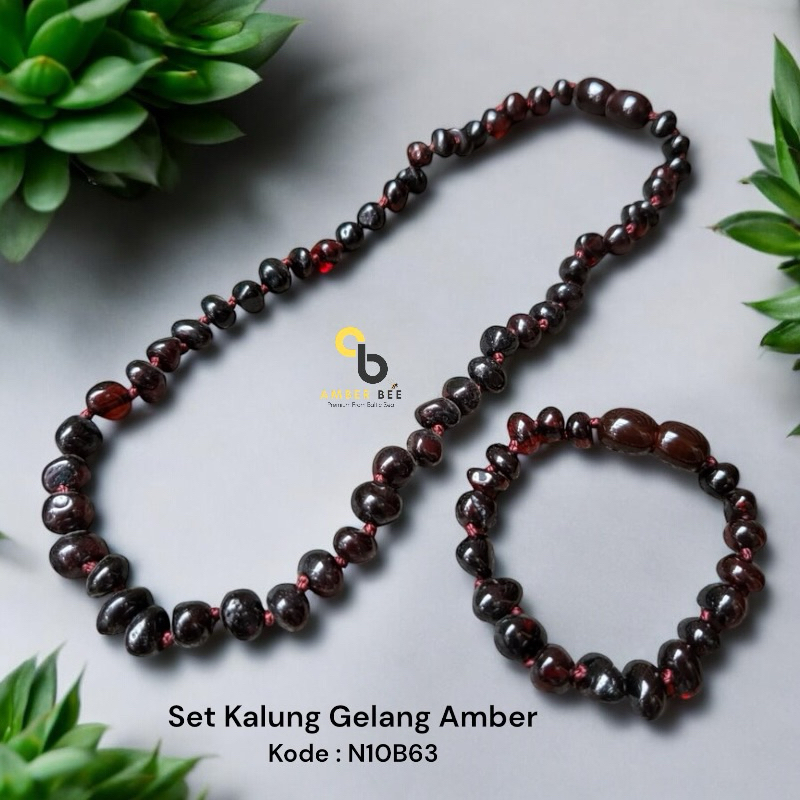 AMBER BEE Set Kalung Gelang Amber Bayi & Anak TK/SD Glossy Cherry SNG1063