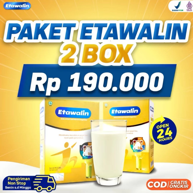 

PROMO !!! Etawalin 2 Box - Susu Kambing Etawalin Asli Original Atasi Nyeri Sendi dan Tulang