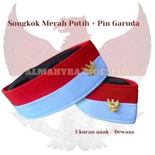 Songkok Peci Kopiah Merah Putih Dapat Pin Garuda