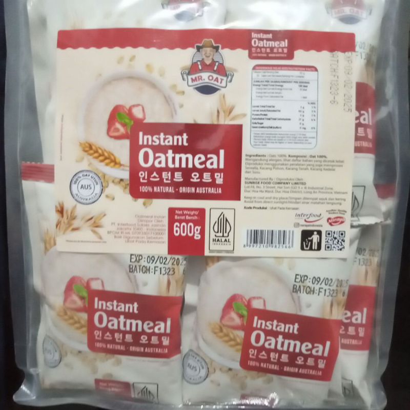 

Mr oat 100% oatmeal instant sashet