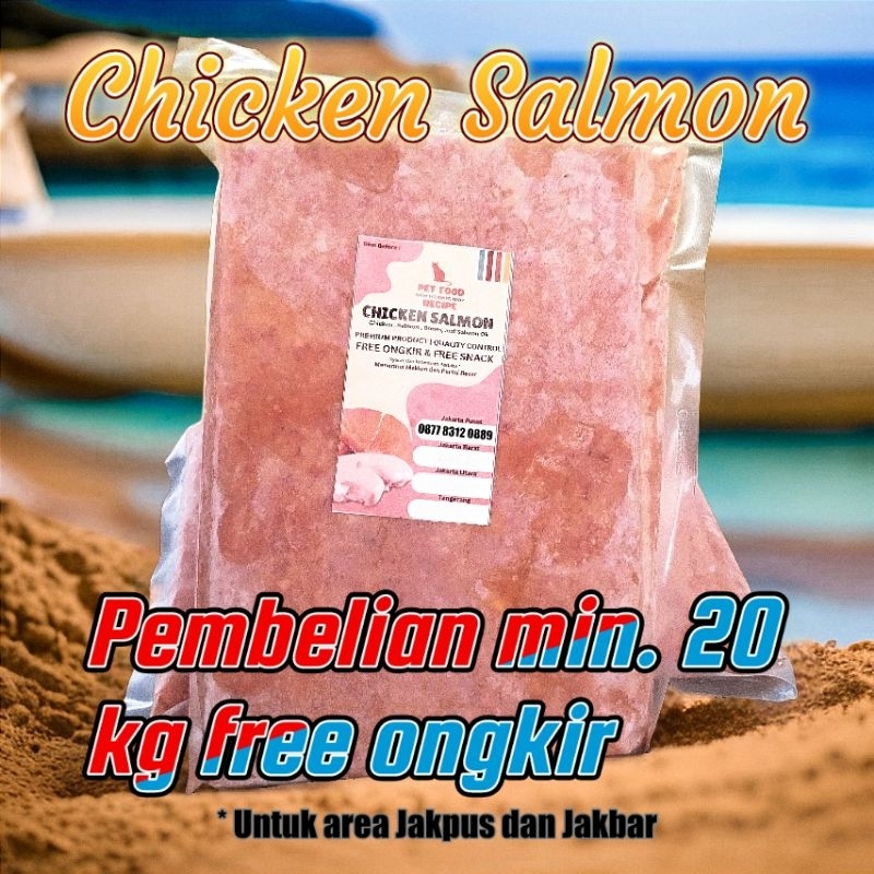 Daging Ayam Ikan Salmon Raw Food Rawfood Giling Halus 1 kg Kilogram 500 gram gr g 500g  Mentah untuk