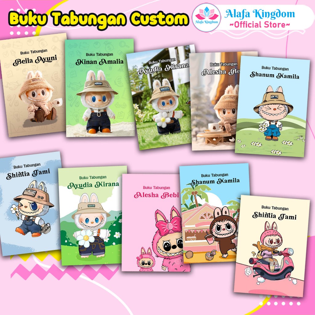 

Alafakinngdom Buku Tabungan Custom Tema Labubu Portrait