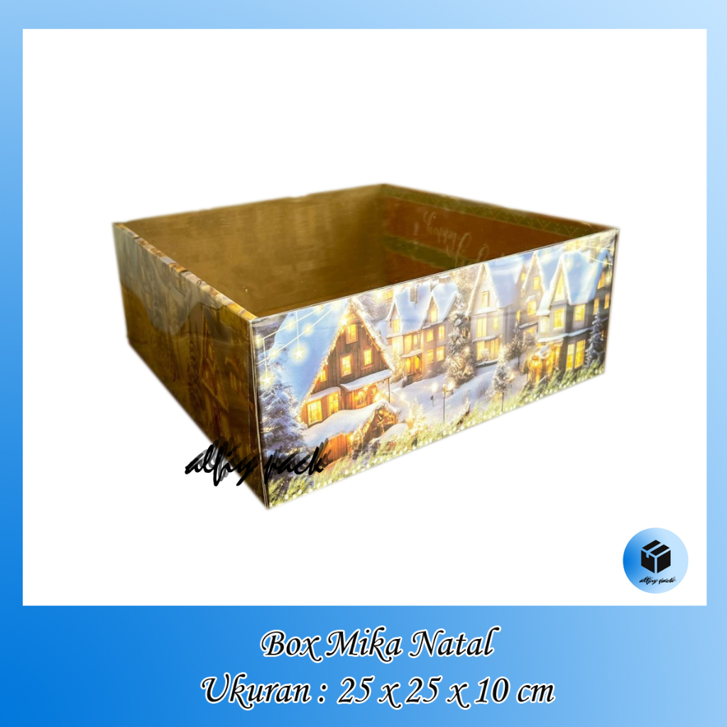 

1pack isi 5pcs BOX PACKAGING PUDDING NATAL TUTUP MIKA 25X25X10 CM KOTAK KUE BOLU DUS HAMPERS CHRISTMAS