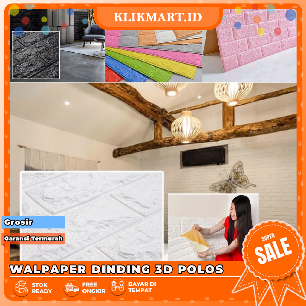 Km- 182 Wallpaper Dinding 3D Foam Polos / Wallpaper Dinding 70x77 cm / Wallpaper Batam