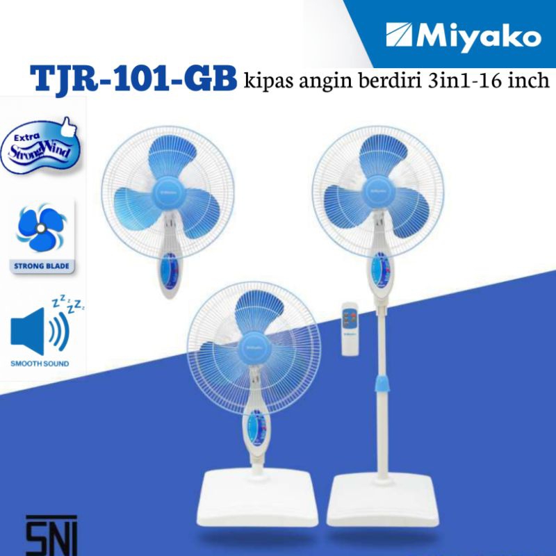 kipas angin MIYAKO TJR 101 Kipas angin berdiri 3in1/kipas angin 3 fungsi 16 inch/Remot