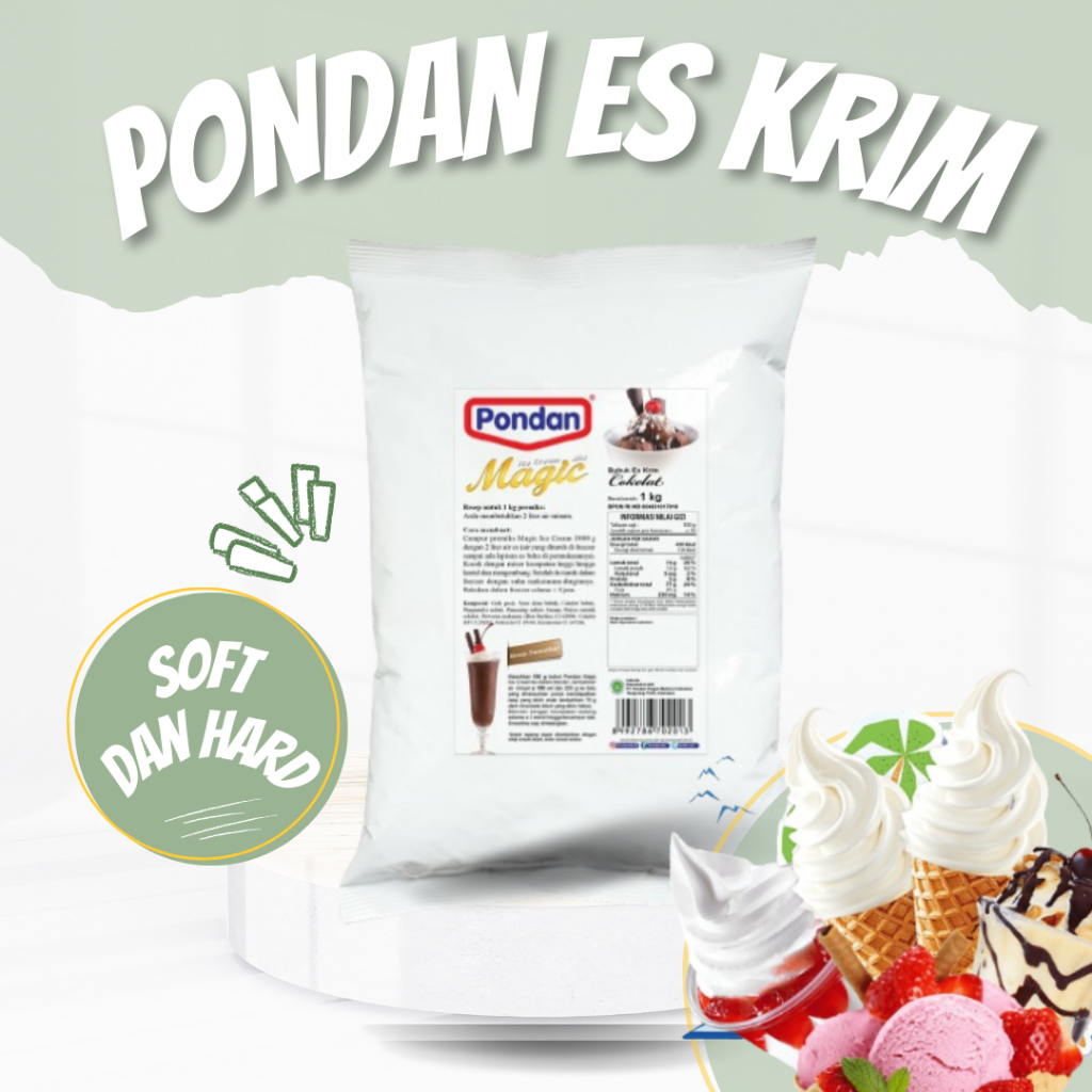 HARD DAN SOFT   pondan tepung ice cream bubuk es krim dan cup  bahan es cream choco mint ANEKA RASA 