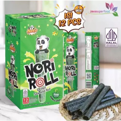 

RB Java NORIGO ROLL - Snack Nori Roll Grilled Seaweed Roll 1 box isi 12Pcs - Snack Rumput Laut 2.5g