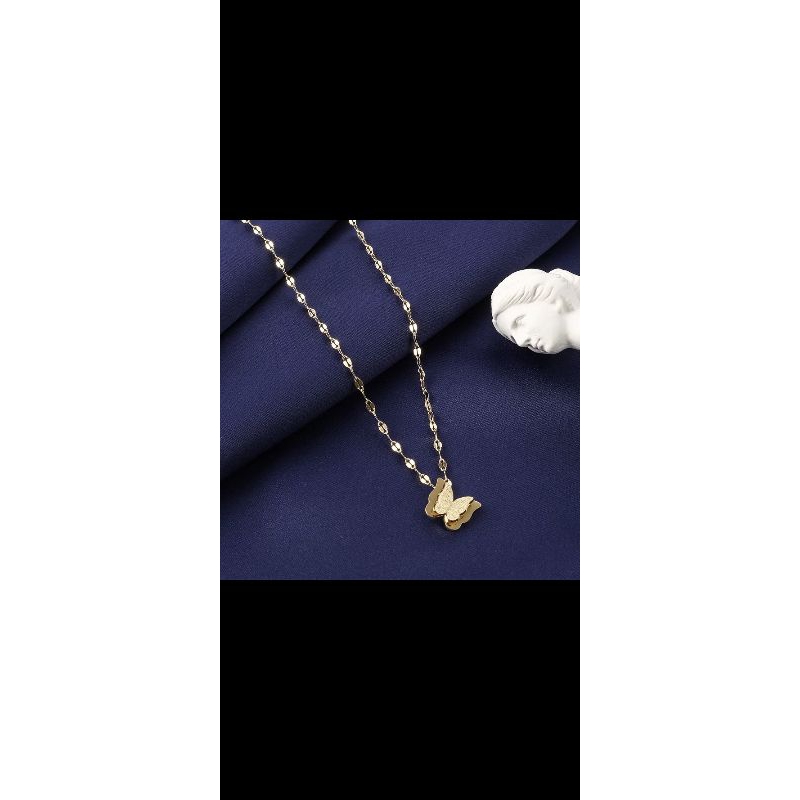 Kalung KUPU polos TITANIUM Asli