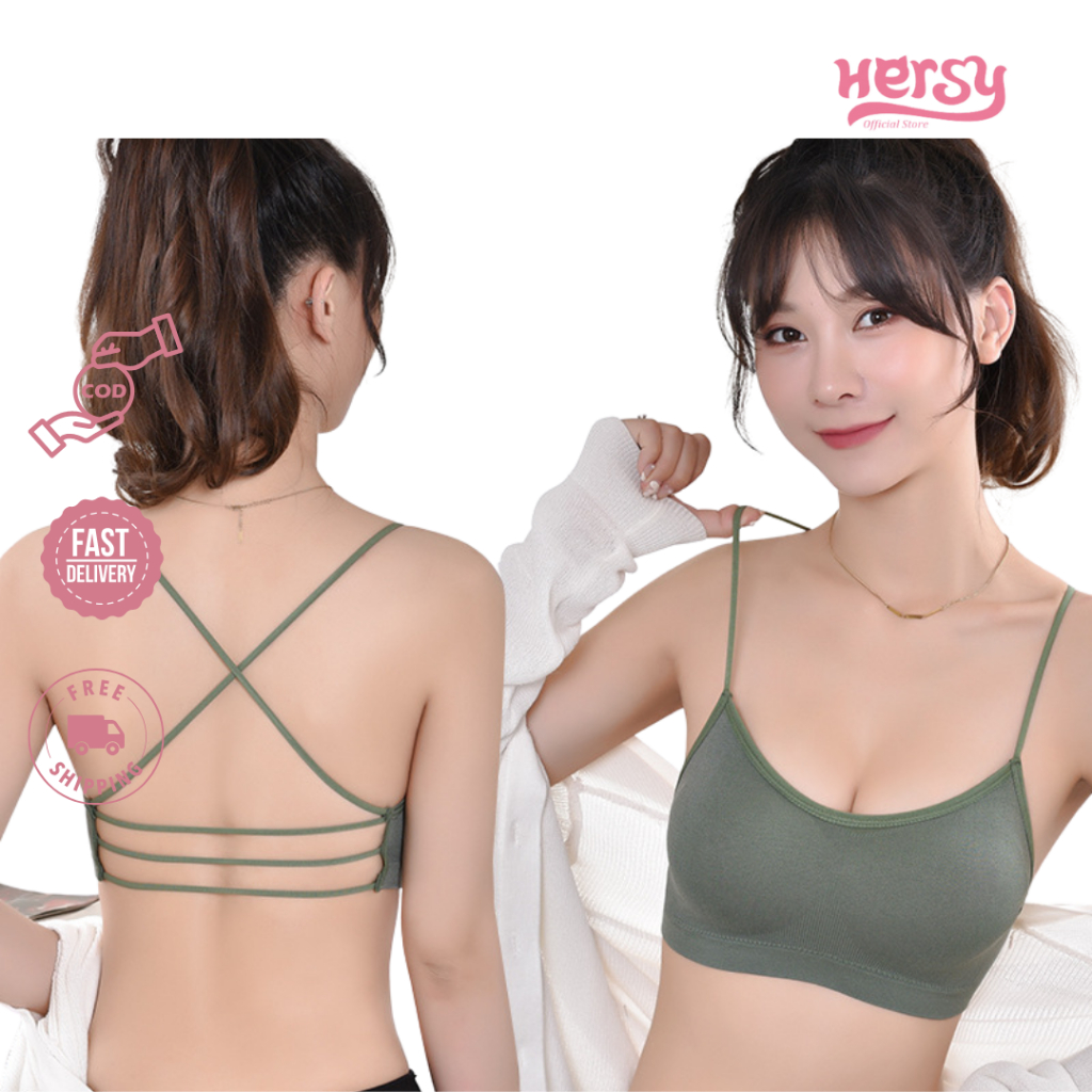 HERSY-  Bra Bh Fashion Korean Wanita Tali Silang Belakang Tanpa Kawat