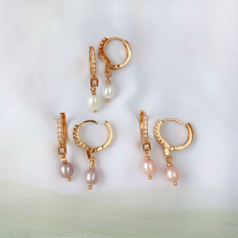 Anting lapis emas mutiara air tawar asli lombok Anting anting wanita Anting mutiara lombok asli Anti