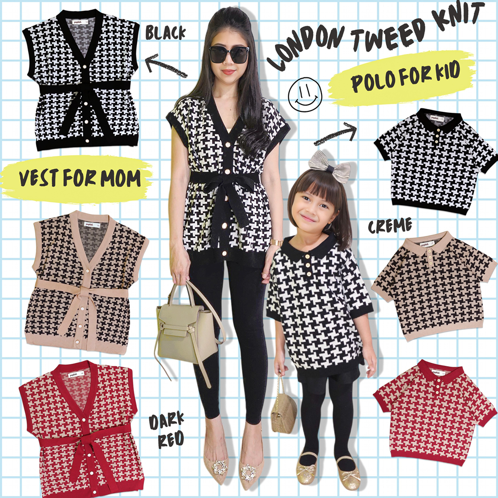 LONDON TWEET KNIT VEST POLO couple ibu dan anak vest oversize