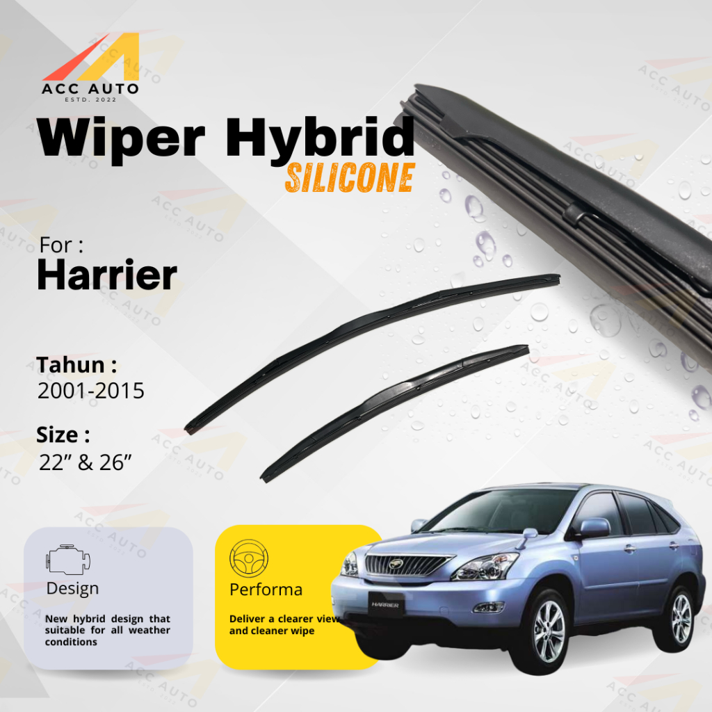 Wiper Hybrid / Wiper Frameless Mobil Toyota Harrier Karet Kaca Silicon Hybrid