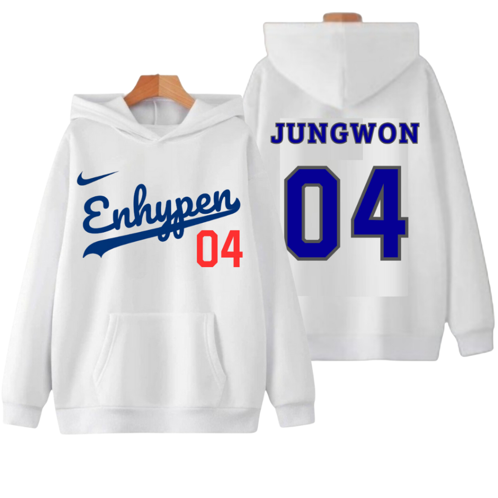 Hoodie putih enhyp kpop jungwon baju dingin lengan panjang sweater korea 04