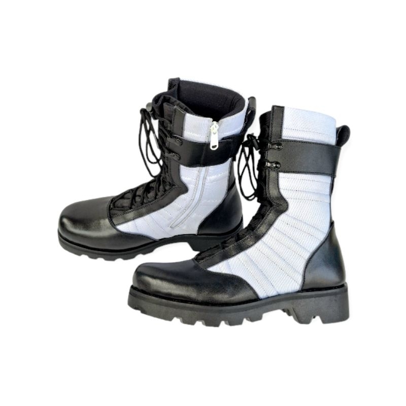 SEPATU KULIT PDL NINJA SOL RADIAL PROVOS TNI HITAM PUTIH 012 sparta
