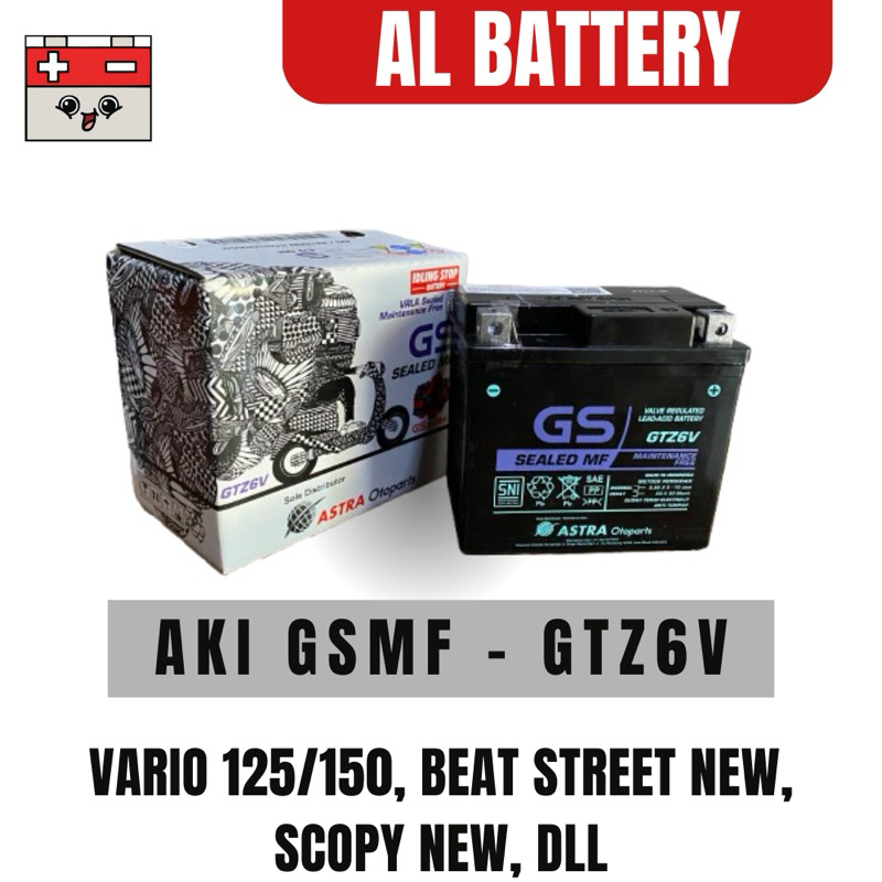 Aki Motor GTZ6V MF Aki Kering Motor honda Vario 125 150 PCX Beat Street New Beat ISS Scopy ISS NMAX 