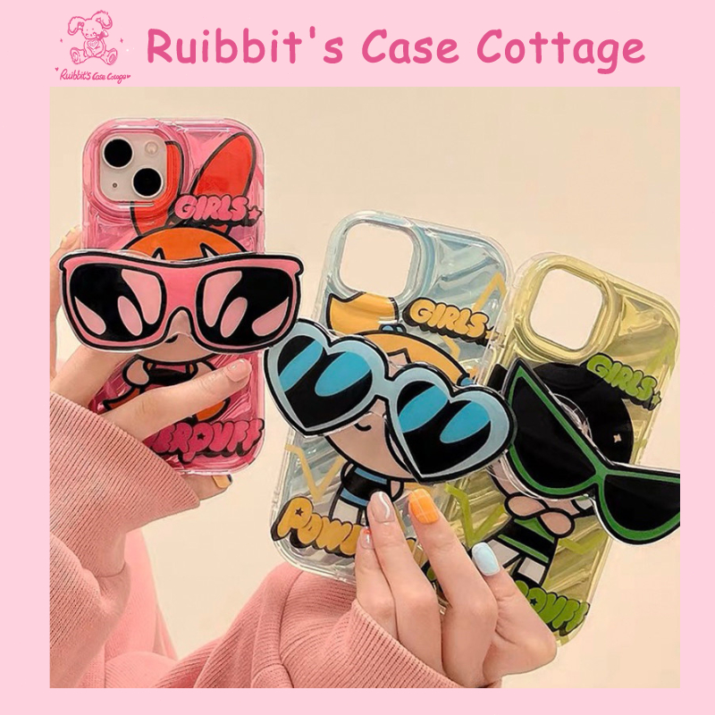 【case&popsocket】 The Powerpuff Girls Fullcover cute case softcase for iPhone 11 xr 13 hp case
