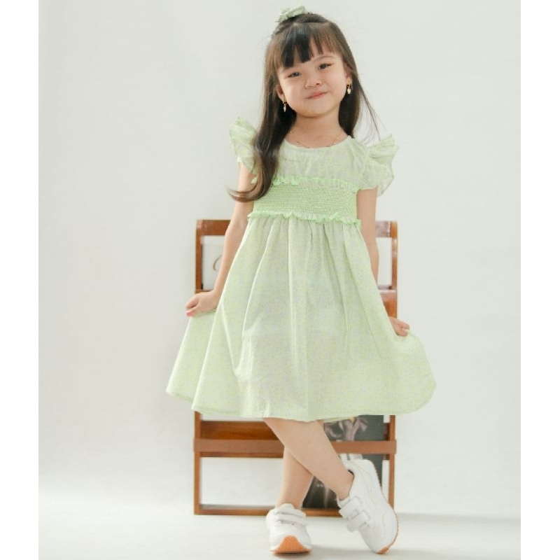 [WALDOS KIDS] - Shena Smocked Dress | [COD] Dress Anak Perempuan | Baju Anak | Dress Anak Import | D