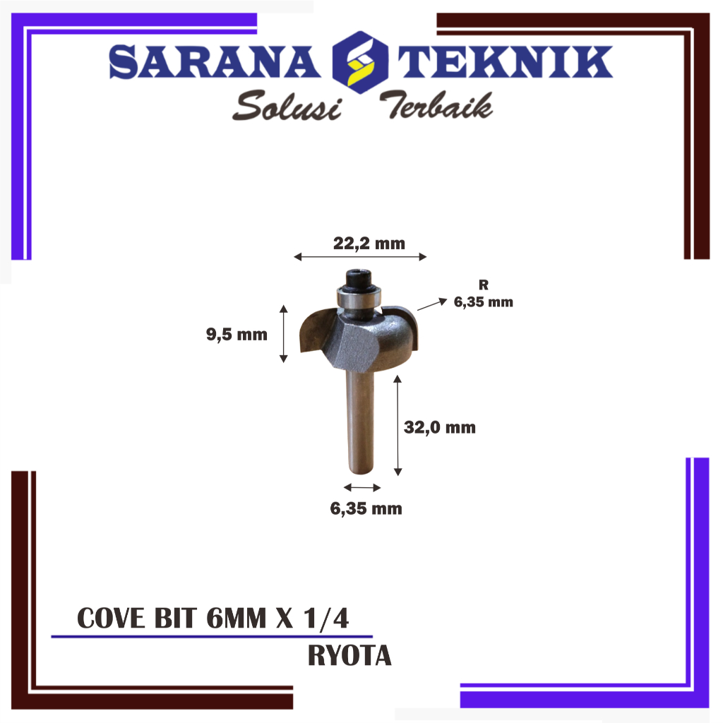 Mata Router / Profil Cove bit 6 mm Ryota