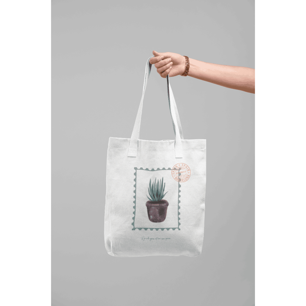 VirtueVibes - Custom Tas Tote Bag Putih Kanvas - Totebag Pria Wanita Custom